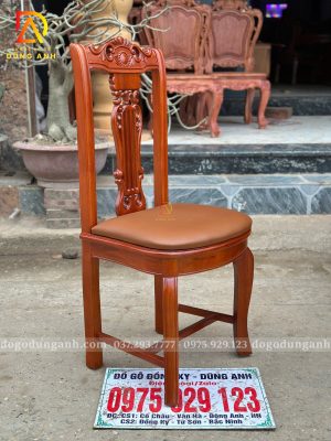 Ghế Cây Đàn Gỗ Gõ Đỏ ( mặt ghế đệm da )