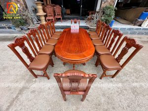 Đồ Gỗ Dũng Anh | Đơn Đặt Hàng Mua online Của Chị khách Lạng Sơn - 12 Ghế Cây Đàn Đệm Rời - Bàn Bầu Dục - Gỗ Gõ Đỏ