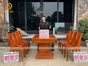 Đồ Gỗ Dũng Anh | Bộ Bàn Ăn 8 Ghế Cánh Tiên – Bàn Nguyên Khối Gõ Đỏ Sang Trọng