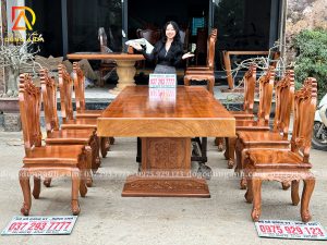 Đồ Gỗ Dũng Anh | Siêu phẩm bàn ăn 8 ghế Louis Hoàng Gia – Bàn nguyên khối gỗ Gõ Đỏ đẳng cấp
