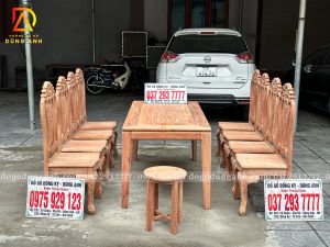 Đồ Gỗ Dũng Anh | BỘ BÀN ĂN CHỮ NHẬT 8 GHẾ HOA CÚC GỖ HƯƠNG ĐÁ NAM PHI – THIẾT KẾ TINH TẾ, CHẤT LIỆU CAO CẤP