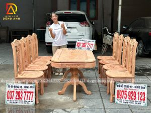 Đồ Gỗ Dũng Anh | Bộ bàn ăn chữ nhật 8 ghế cây đàn – gỗ hương đá Nam Phi, thiết kế tinh xảo, đẳng cấp