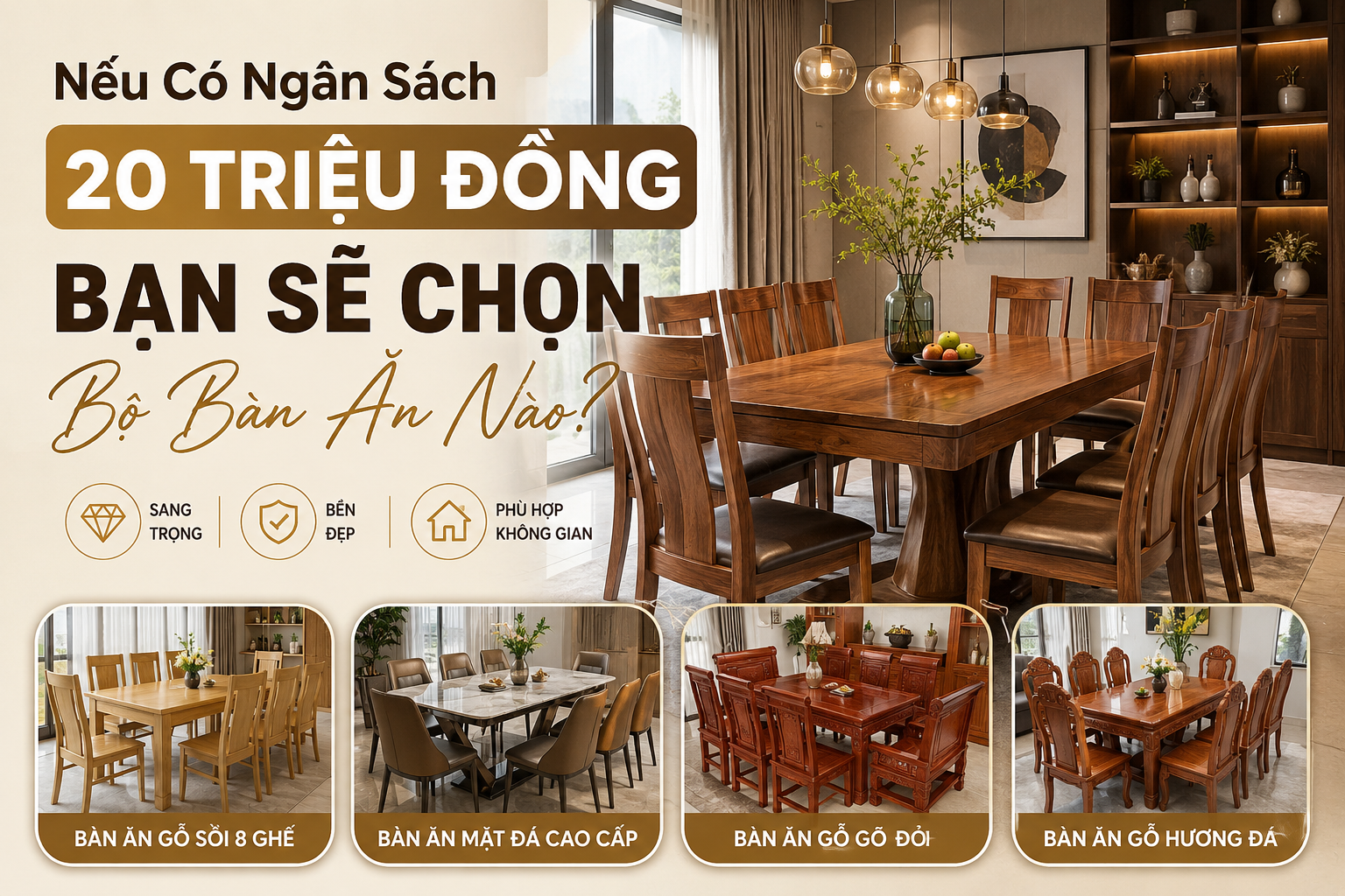 Nếu Có Ngân Sách 20 Triệu Đồng, Bạn Sẽ Chọn Bộ Bàn Ăn Nào?