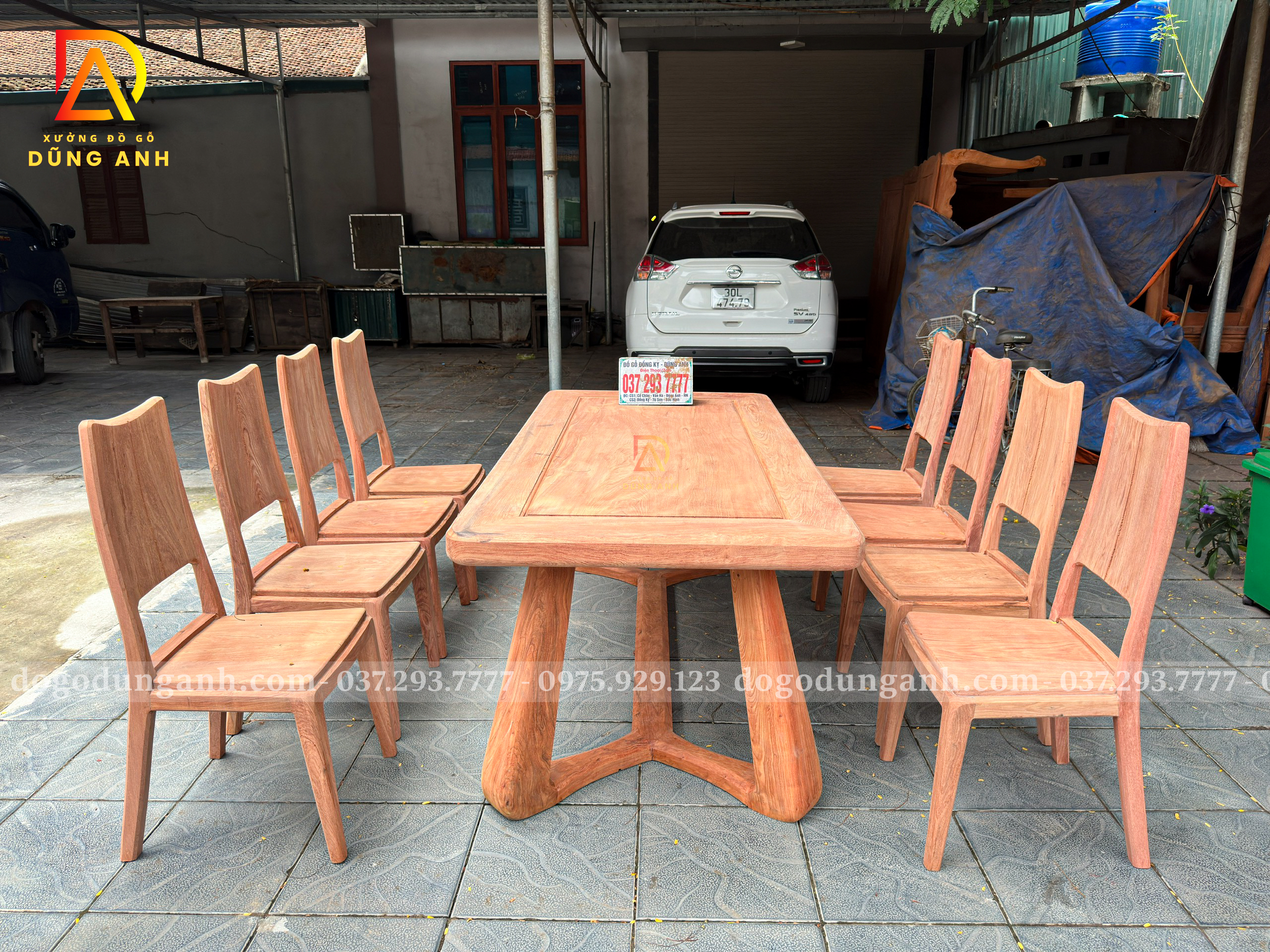 Bộ Bàn Ăn 8 Ghế Ba Tiêu kết hợp Bàn Chữ Nhật Chân Trụ Zito