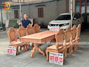 Bộ Bàn Ghế Ăn - Bàn Vuông 8 ghế Louis Hoàng Gia gỗ hương đá Nam Phi – Hàng Chọn Gỗ Già Đẹp