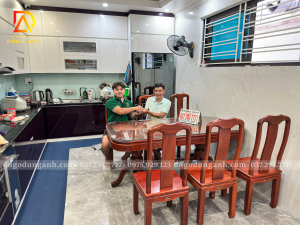 Bộ Ghế Ăn Chữ Nhật 6 Ghế Triện Thọ Mặt Tràn – Bàn Giao tới Anh Dũng Đông Anh Hà Nội