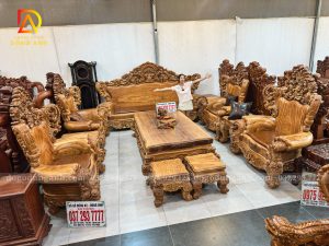Bàn Ghế Hoàng Gia Nguyên Khối 13 Bông Hồng - 10 Món Gõ Đỏ Pachy – Hàng Dày VIP