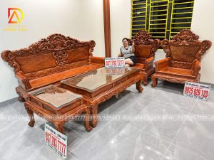 Bộ Bàn Ghế Phòng Khách Hoàng Gia Louis 6 Món Gỗ Hương Đá Bàn Giao Tới Cô Thương – Bắc Ninh | Đồ Gỗ Dũng Anh