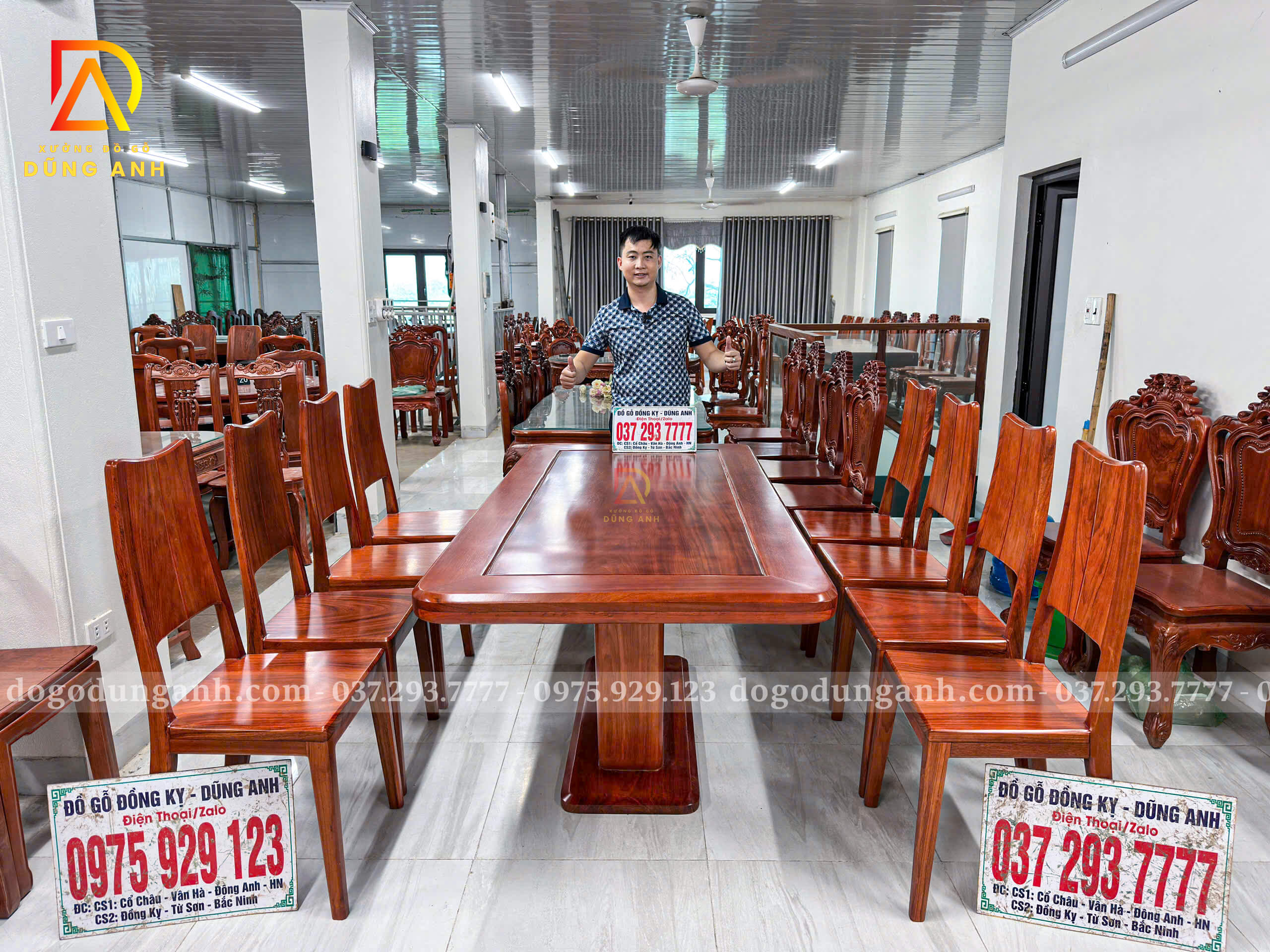 Bàn Ăn Hiện Đại 8 Ghế Ba Tiêu kết hợp Bàn Chữ Nhật Chân Trụ Thuyền Ng.Khối