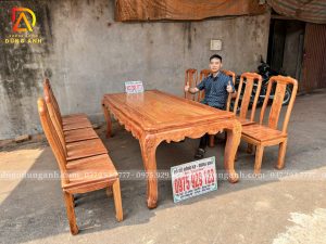 Bàn Ăn 10 Ghế Triện Thọ Mặt Tràn Liền – Bàn Củ Lạc Gỗ Hương Đá | Vân Gỗ Hương Đá Đẹp Đến Từng Góc Nhìn