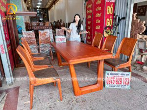 Bàn Ăn Hiện Đại 6 Ghế Cánh Tiên Bọc Da – Thiết Kế Chân U Khỏe Khoắn, Thanh Lịch